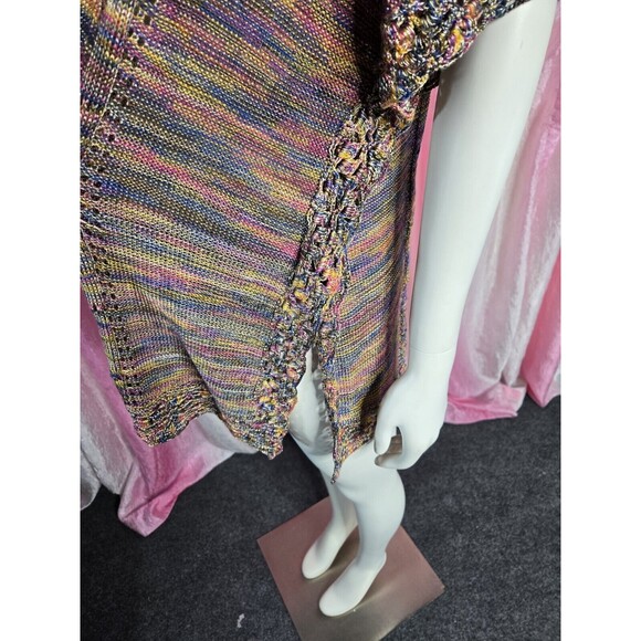 Democracy Colorful Crochet Knit Semi Sheer Long Top Size Small Medium - Picture 11 of 16